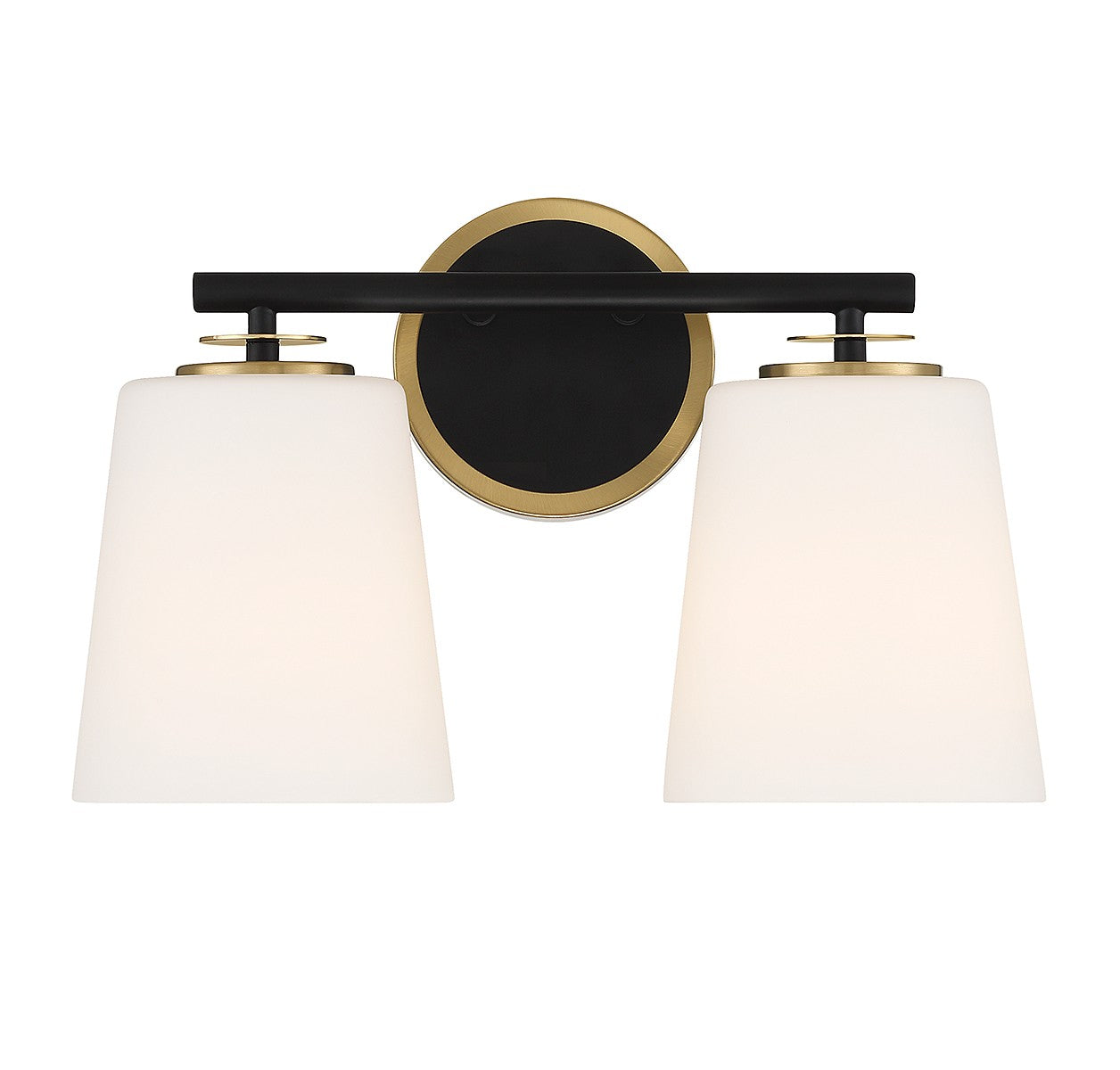 Meuble-lavabo Meridian M80077MBKNB à deux lumières, noir mat et laiton naturel