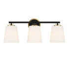 Meridian M80078MBKNB Three Light Bathroom Vanity in Matte Black and Natural Brass