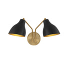 Meridian M90075MBKNB Two Light Wall Sconce in Matte Black with Natural Brass