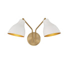 Meridian M90075WHNB Two Light Wall Sconce in White with Natural Brass