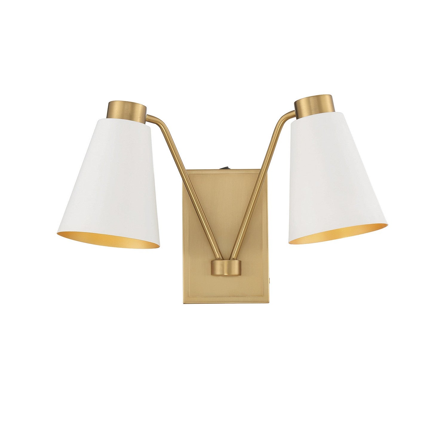 Meridian M90076WHNB Deux lampes Murale en blanc avec du laiton naturel