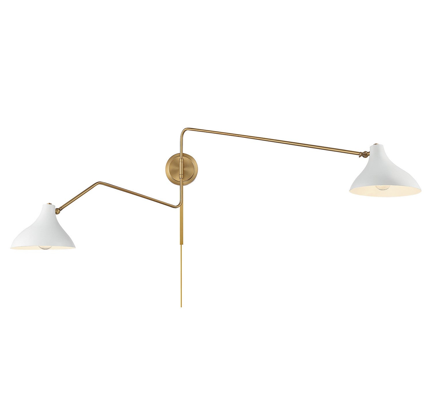 Meridian M90088WHNB Two Light Wall Sconce in White with Natural Brass