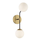 Meridian M90098MBKNB Two Light Wall Sconce in Matte Black and Natural Brass