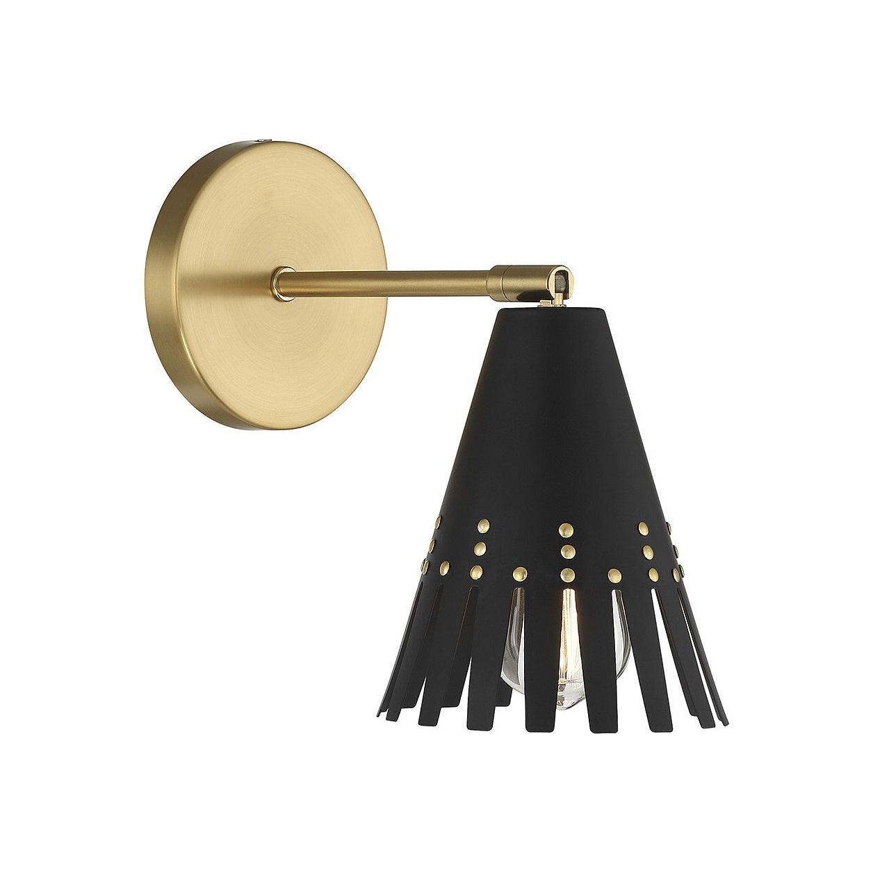 Meridian - M90103MBKNB - One Light Wall Sconce - Matte Black and Natural Brass