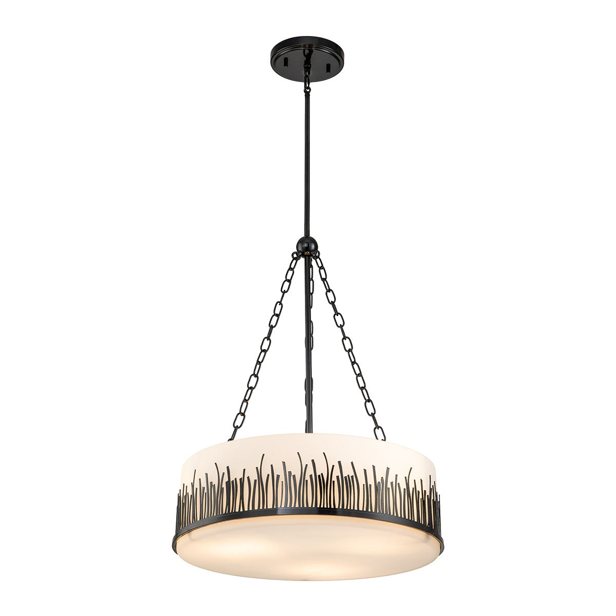 Lucas + McKearn - PD20319BLK-3 - Three Light Pendant - Sawgrass - Lacquered Black