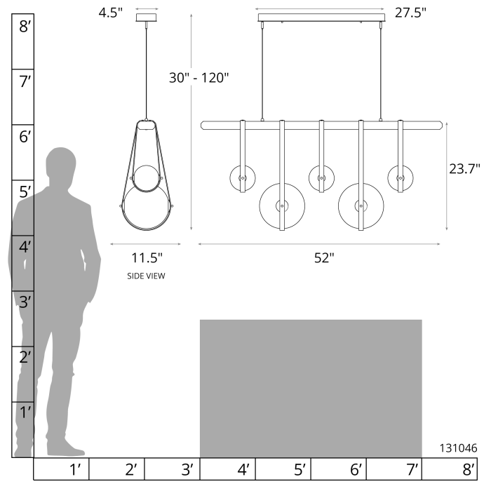 Hubbardton Forge 131046 Derby Linear 5-Light LED Pendant