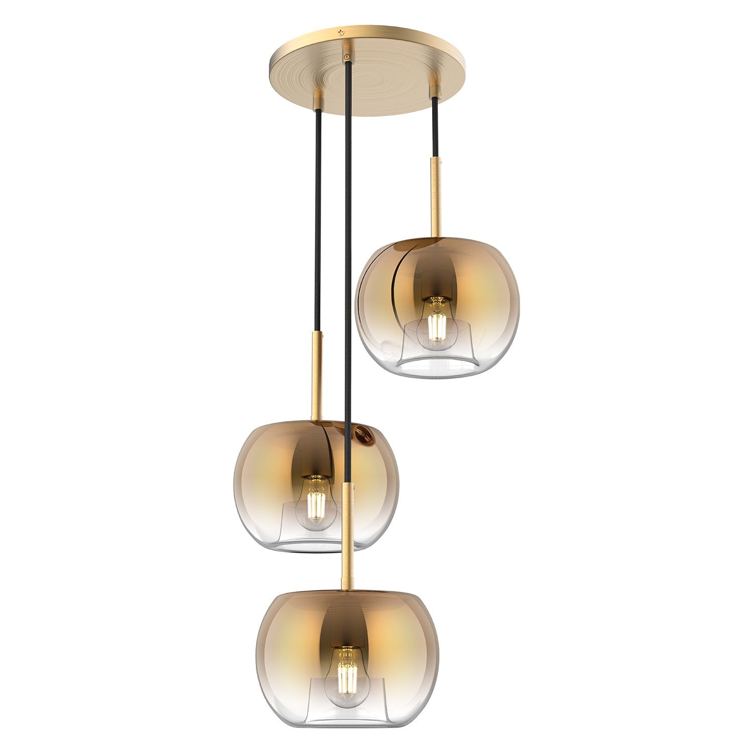 Kuzco Lighting - CH57514-BG/CP - Three Light Chandelier - Samar - Black/Smoked/Brushed Gold/Copper/Chrome/Opal Glass