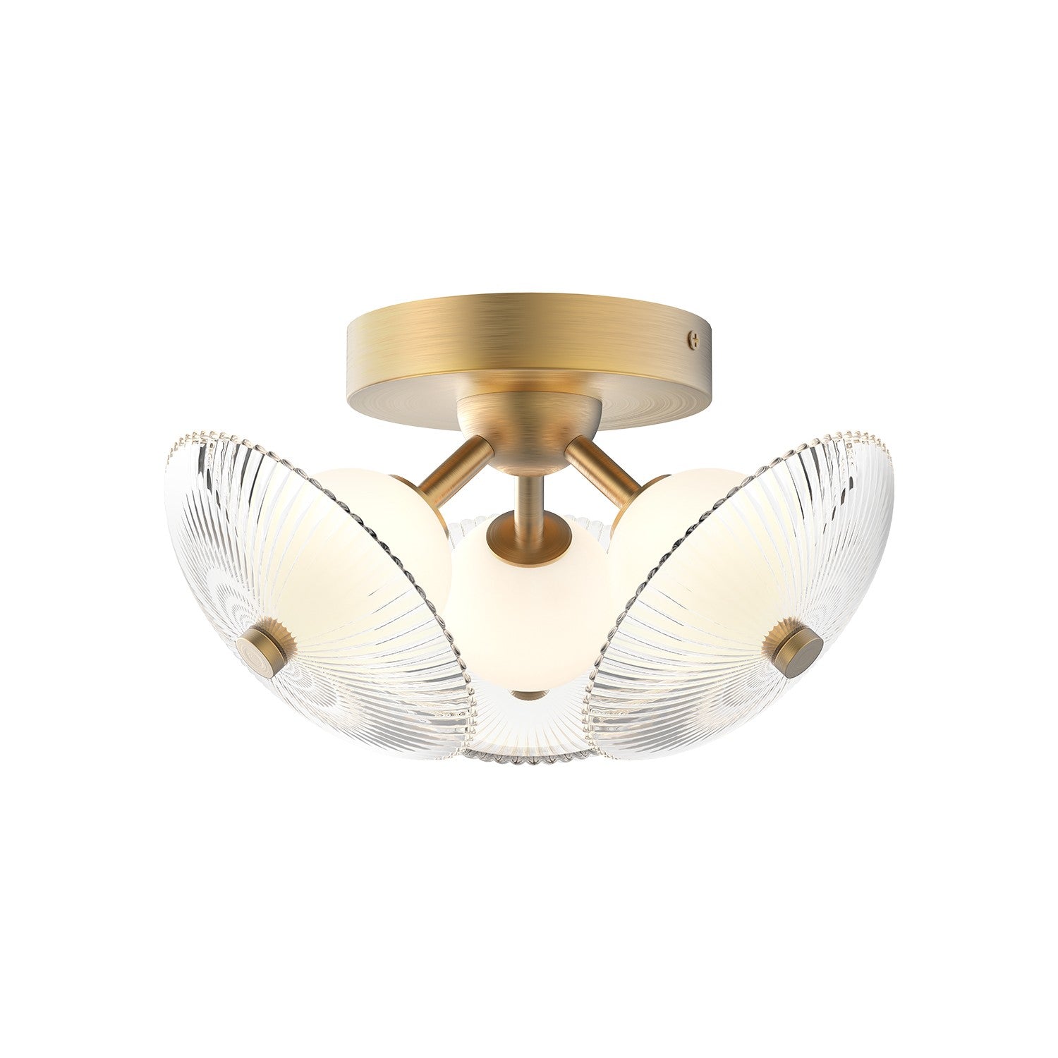 Alora Canada - FM417604BGCR - LED Flush Mount - Hera - Brushed Gold/Clear Ribbed Glass