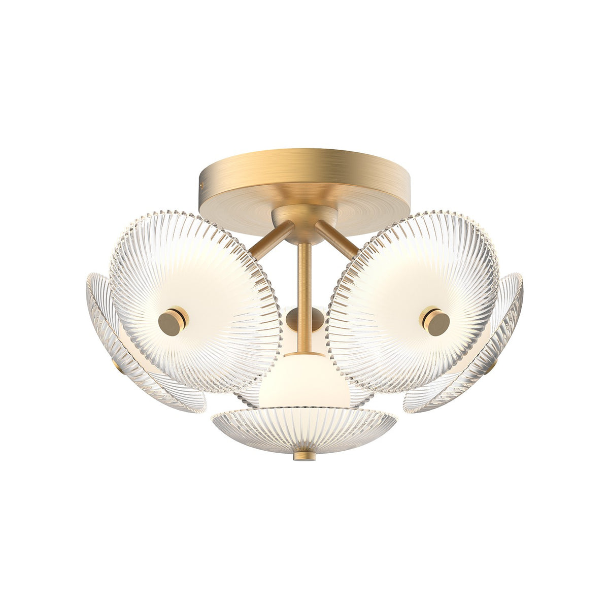 Alora Canada - FM417606BGCR - LED Flush Mount - Hera - Brushed Gold/Clear Ribbed Glass