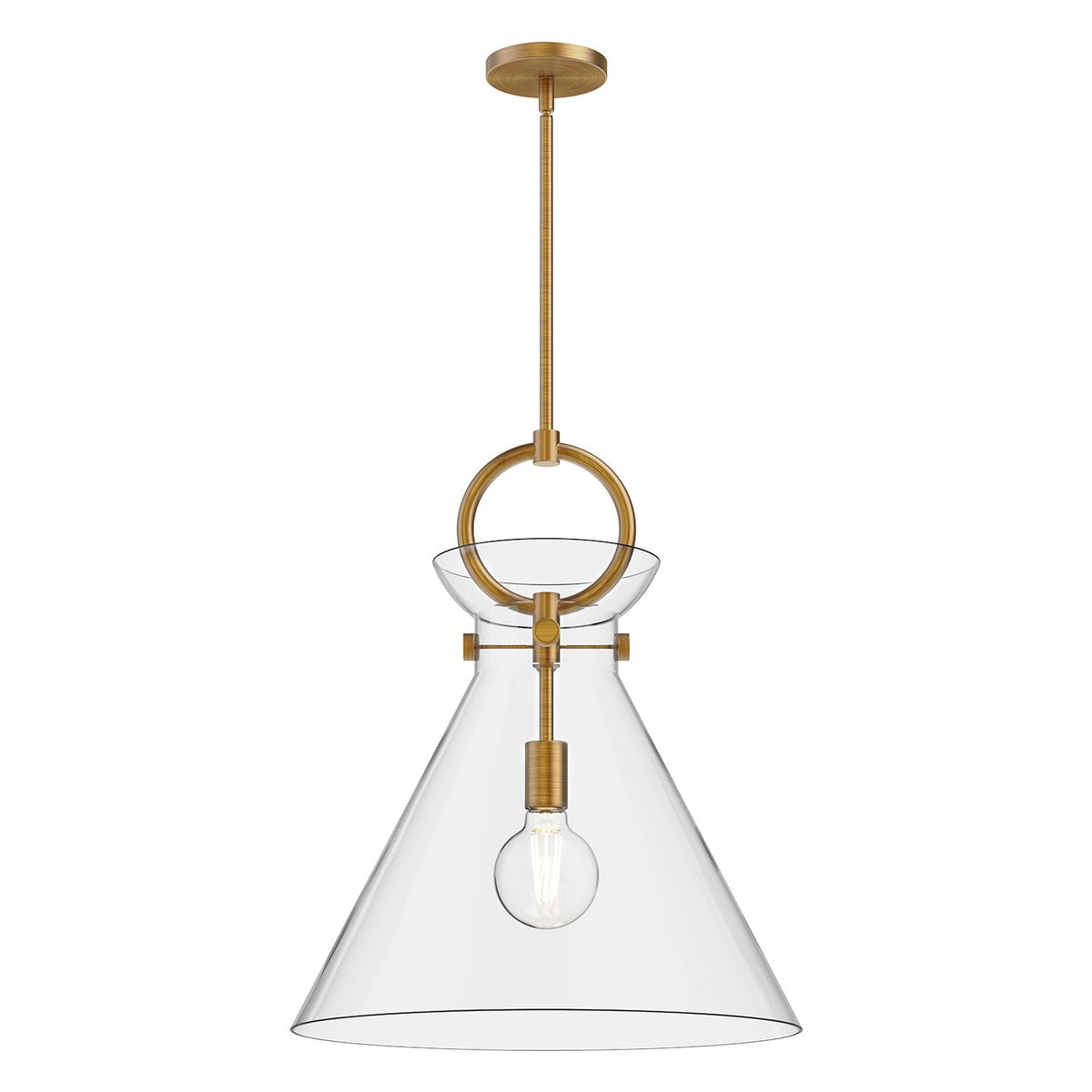 Alora Canada - PD412518AGCL - One Light Pendant - Emerson - Aged Gold/Clear Glass