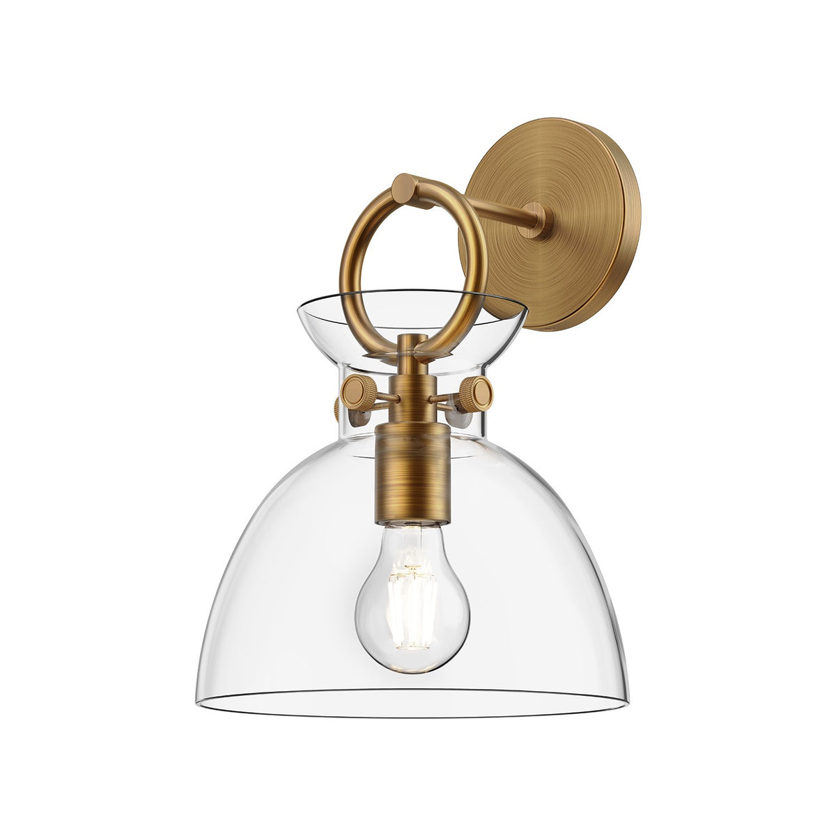 Alora Canada - WV411809AGCL - One Light Wall Sconce - Waldo - Aged Gold/Clear Glass