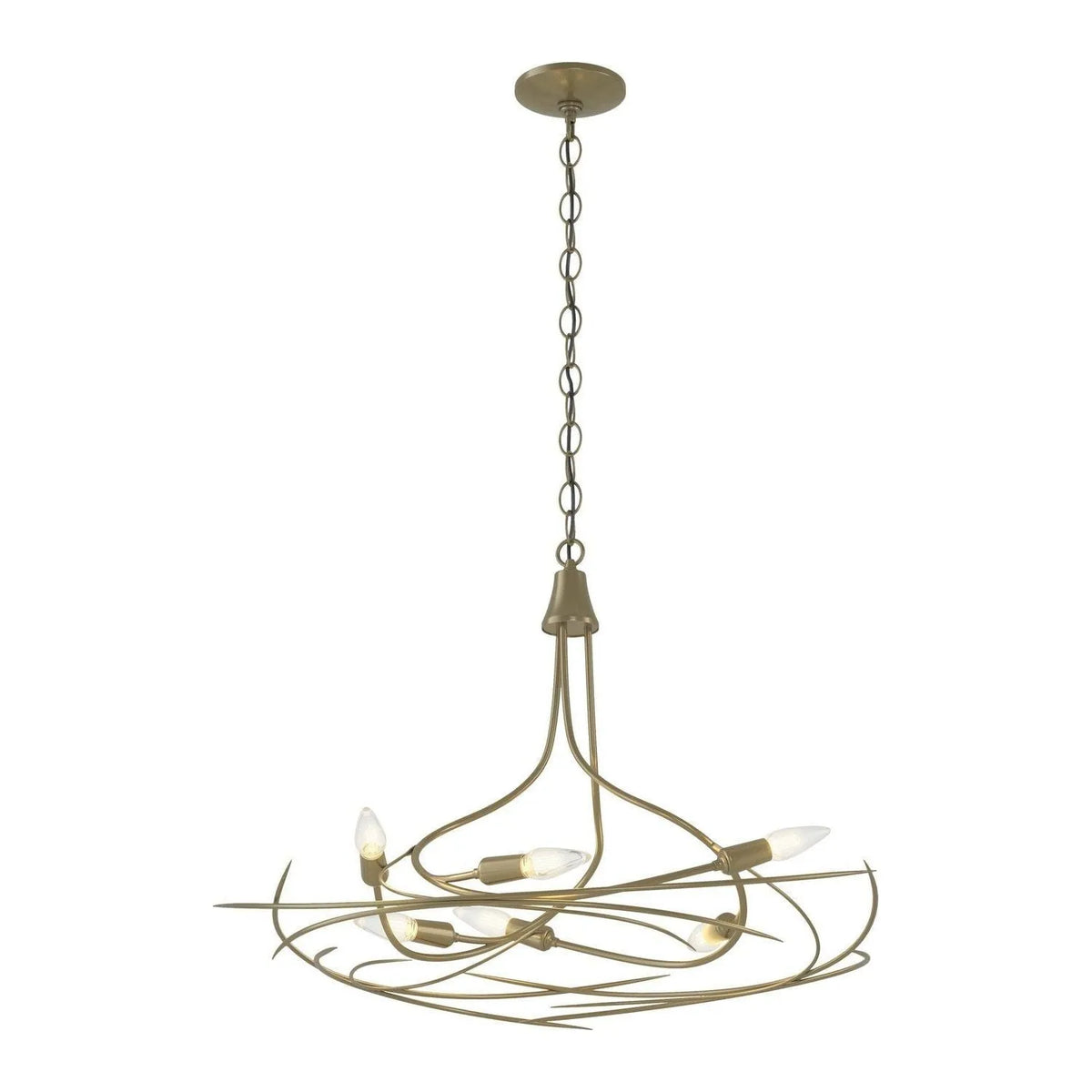Hubbardton Forge - 101620-SKT-86 - Six Light Chandelier - Wisp - Modern Brass