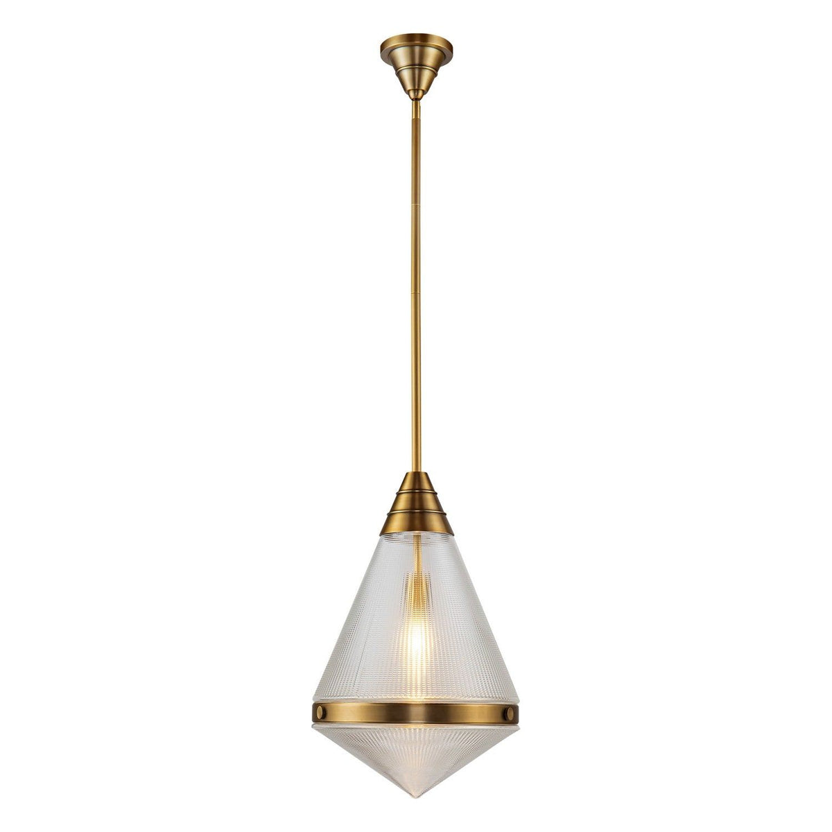 Alora Canada - PD348022VBPG - One Light Pendant - Willard - Vintage Brass/Prismatic Glass