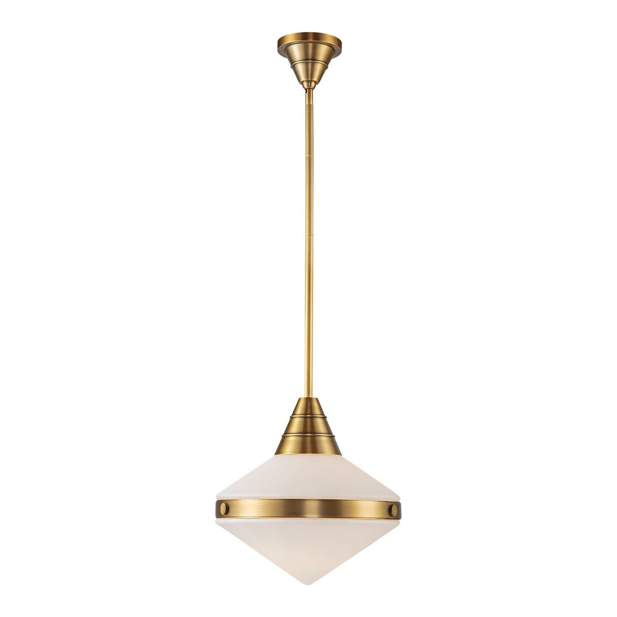 Alora Canada - PD348114VBOP - One Light Pendant - Willard - Vintage Brass/Opal Matte Glass