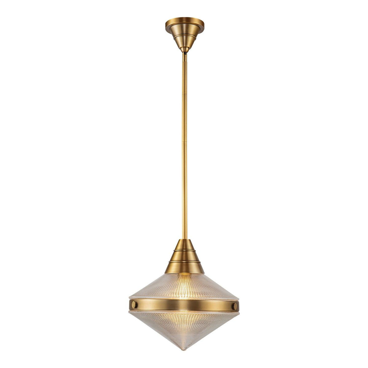Alora Canada - PD348114VBPG - One Light Pendant - Willard - Vintage Brass/Prismatic Glass
