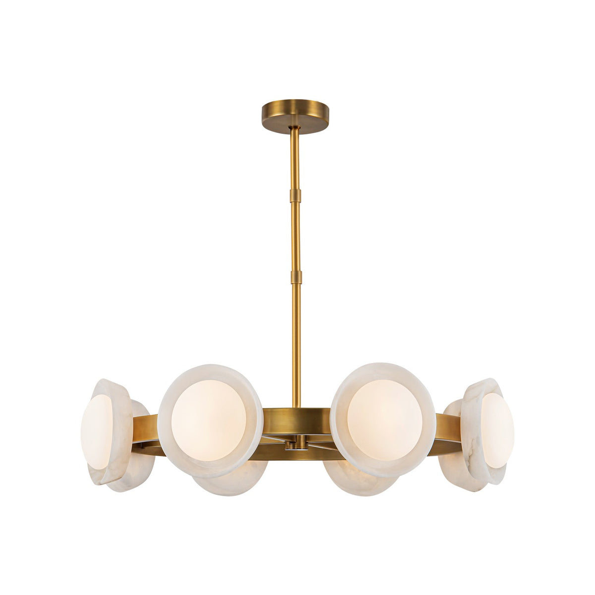 Alora Lighting - CH320837VBAR - LED Chandelier - Alonso - Vintage Brass/Alabaster