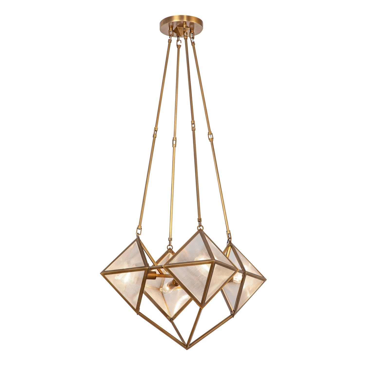 Alora Lighting - CH332421VBCR - Four Light Chandelier - Cairo - Vintage Brass/Clear Ribbed Glass