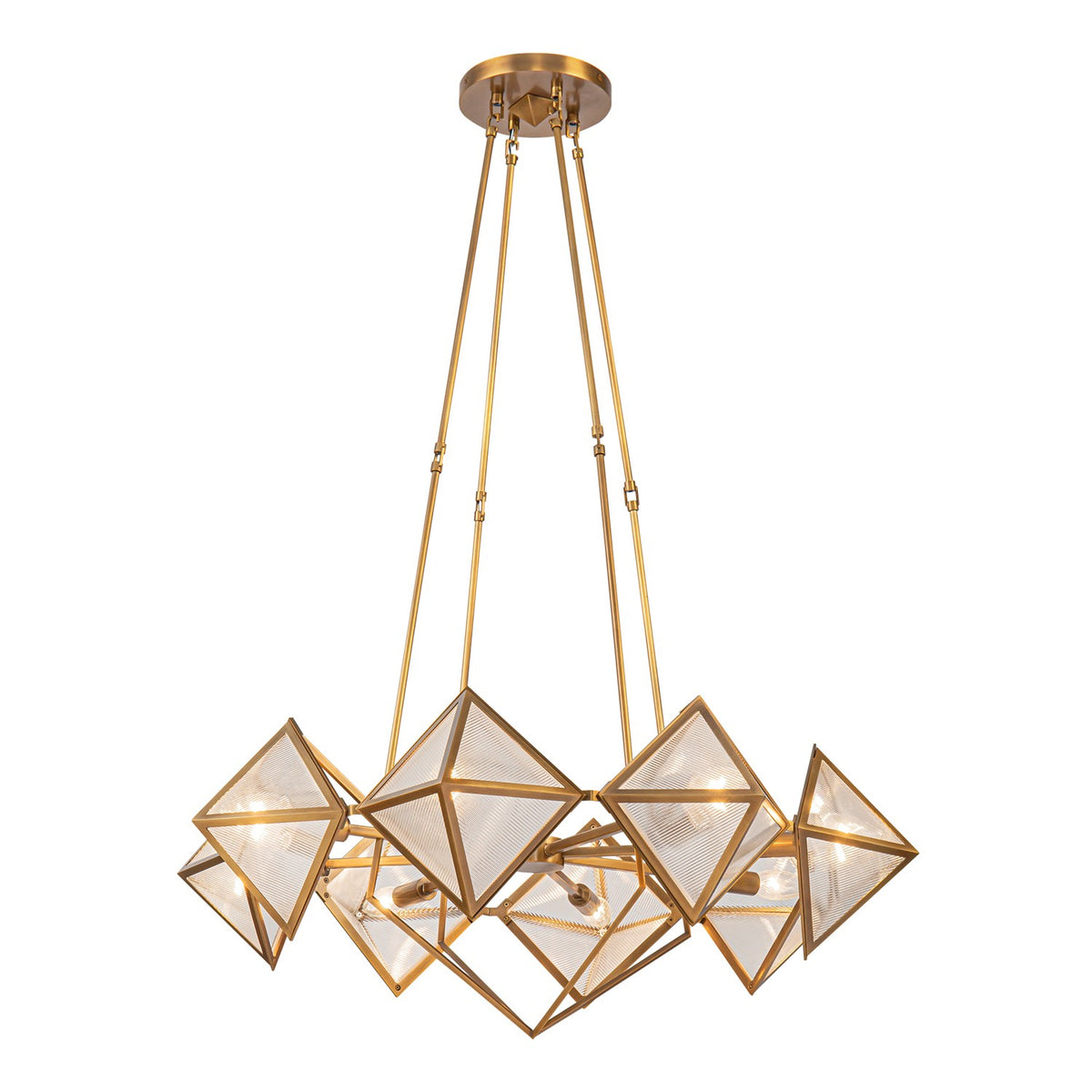 Alora Lighting - CH332830VBCR - Eight Light Chandelier - Cairo - Vintage Brass/Clear Ribbed Glass