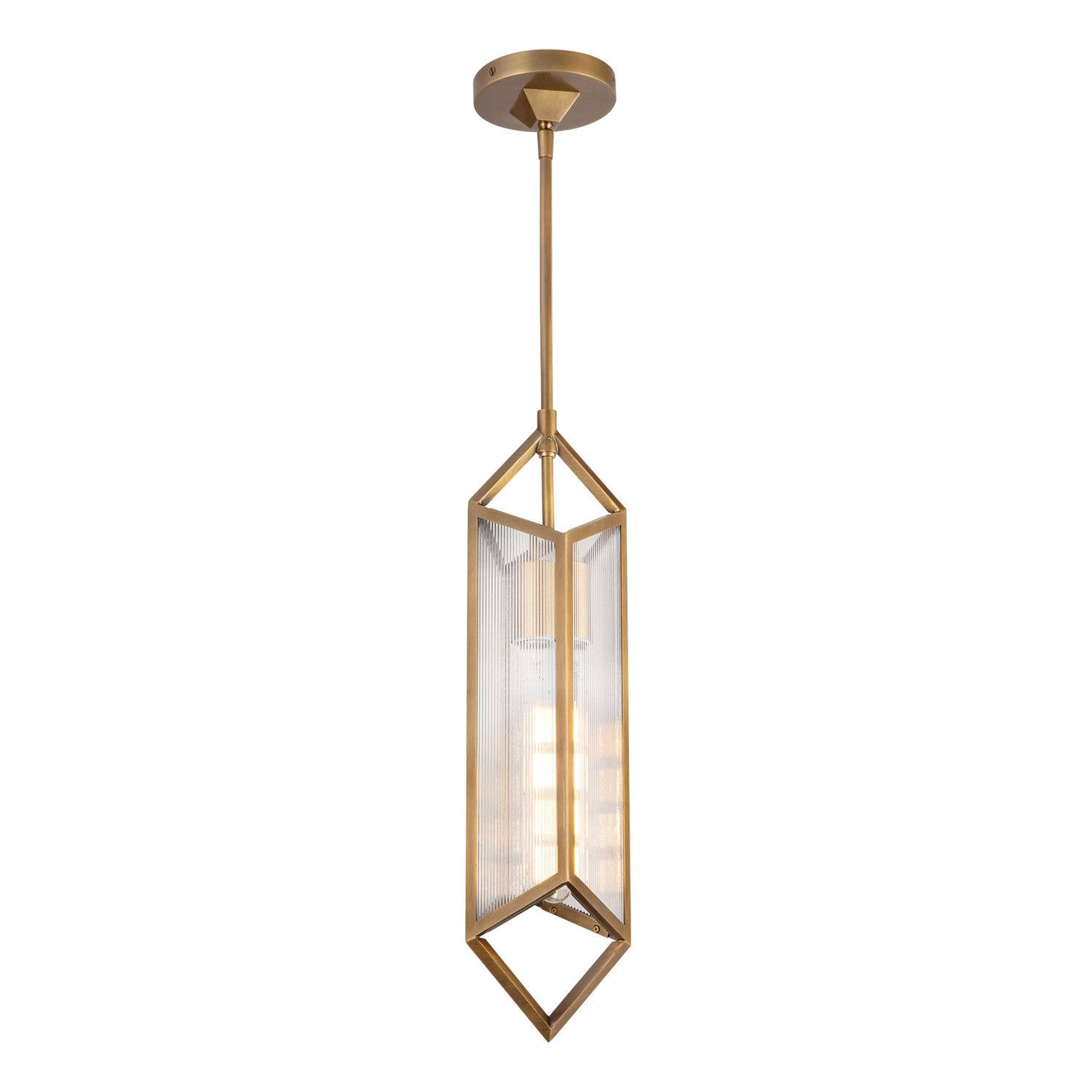 Alora Lighting - PD332119VBCR - One Light Pendant - Cairo - Vintage Brass/Clear Ribbed Glass