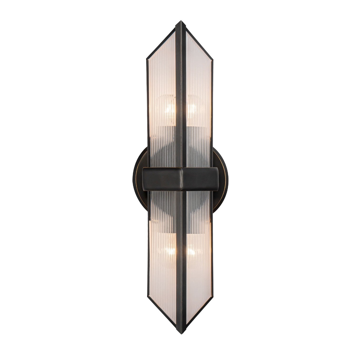 Alora Lighting - WV332815UBCR - Two Light Vanity - Cairo - Urban Bronze/Clear Ribbed Glass