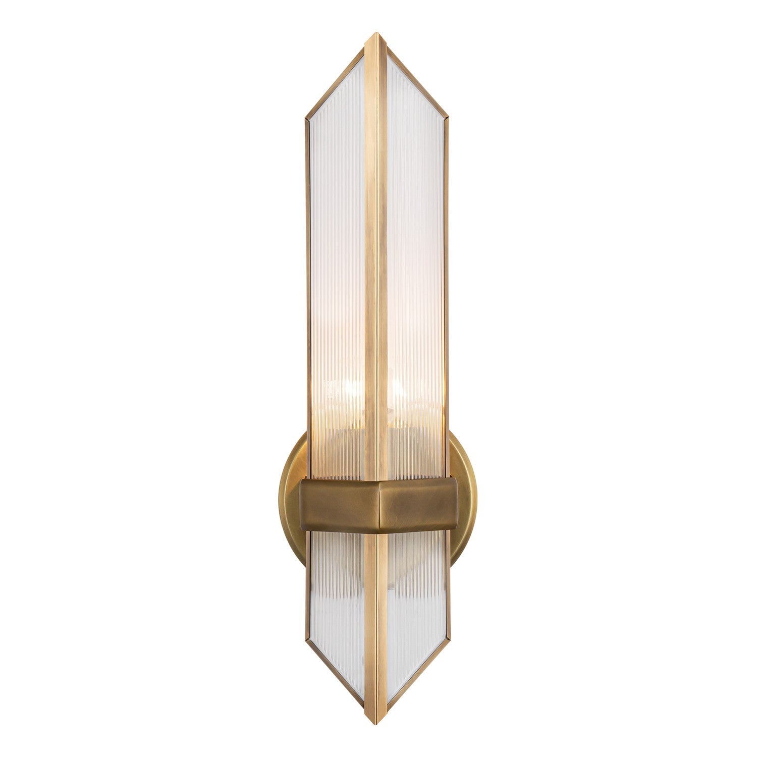 Alora Lighting - WV332904VBCR - One Light Wall Sconce - Cairo - Vintage Brass/Clear Ribbed Glass