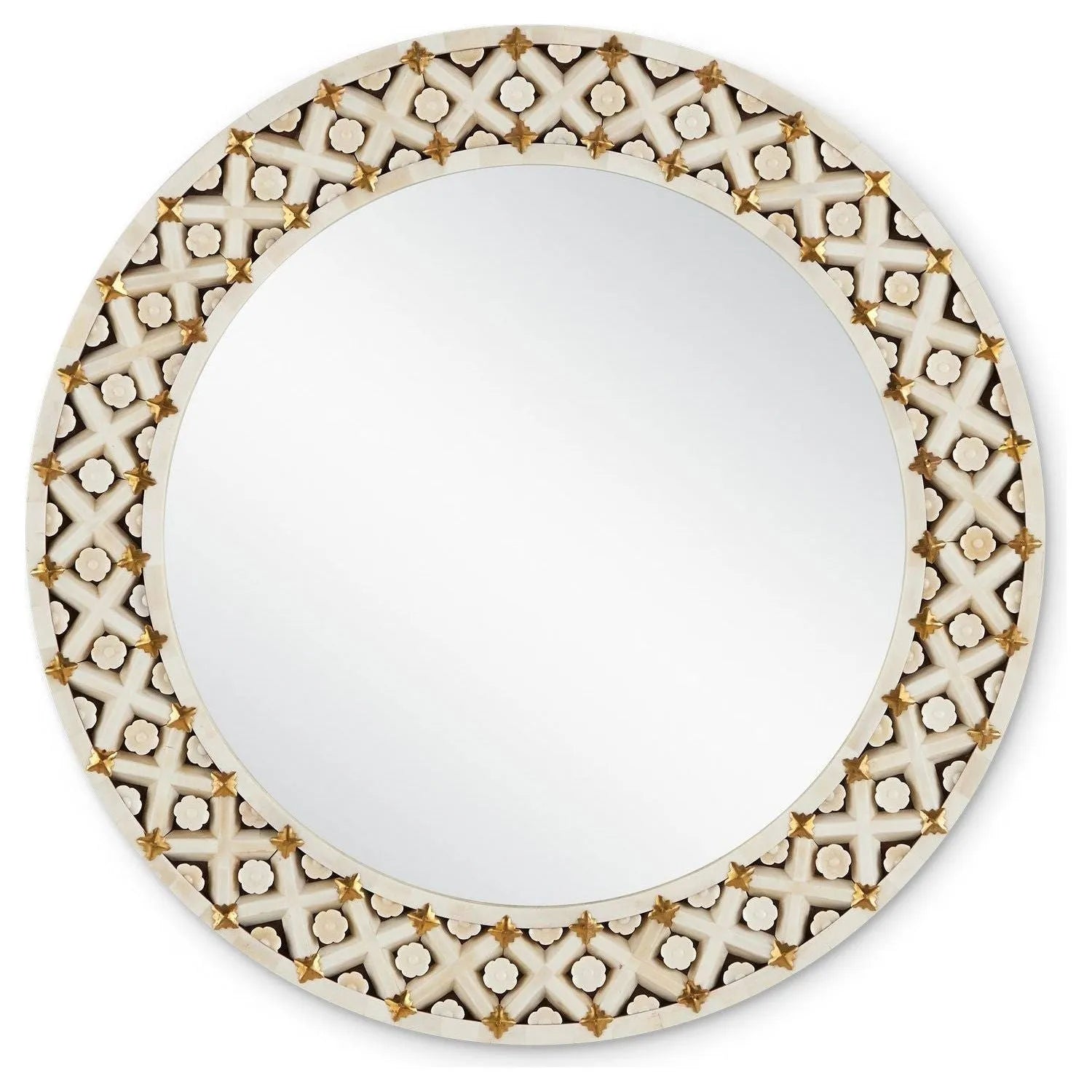 Currey and Company - 1000-0089 - Mirror - Ellaria - Natural Bone/Brass/Mirror