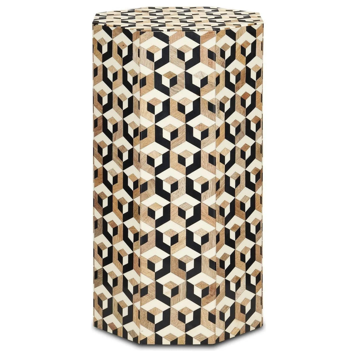 Currey and Company - 3000-0239 - Accent Table - Geo - Natural/White/Black