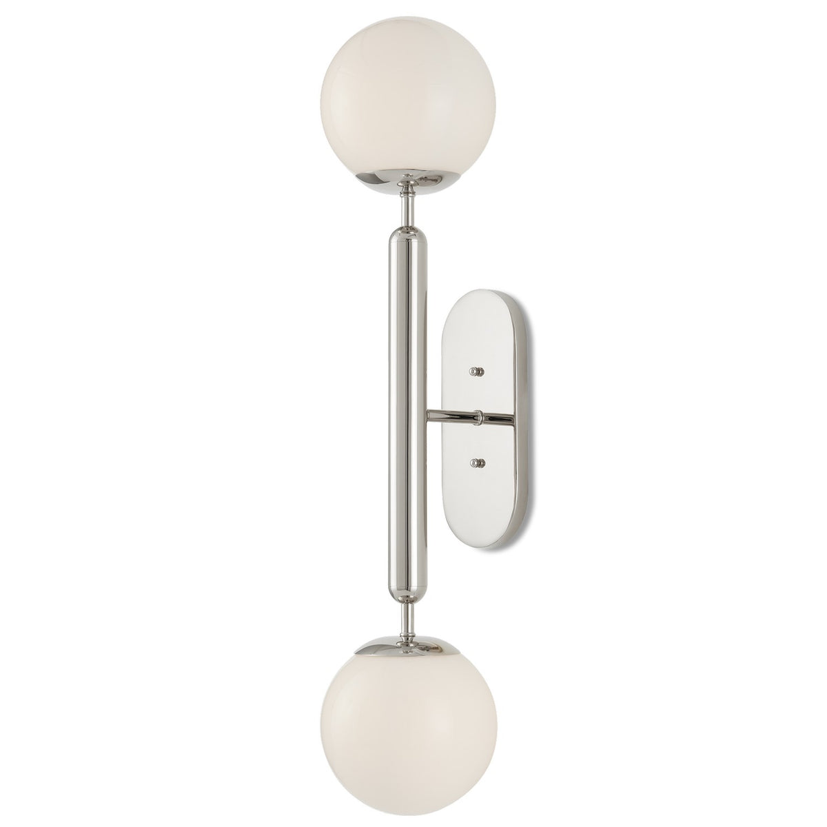 Currey and Company - 5800-0033 - Two Light Wall Sconce - Polished Nickel/White
