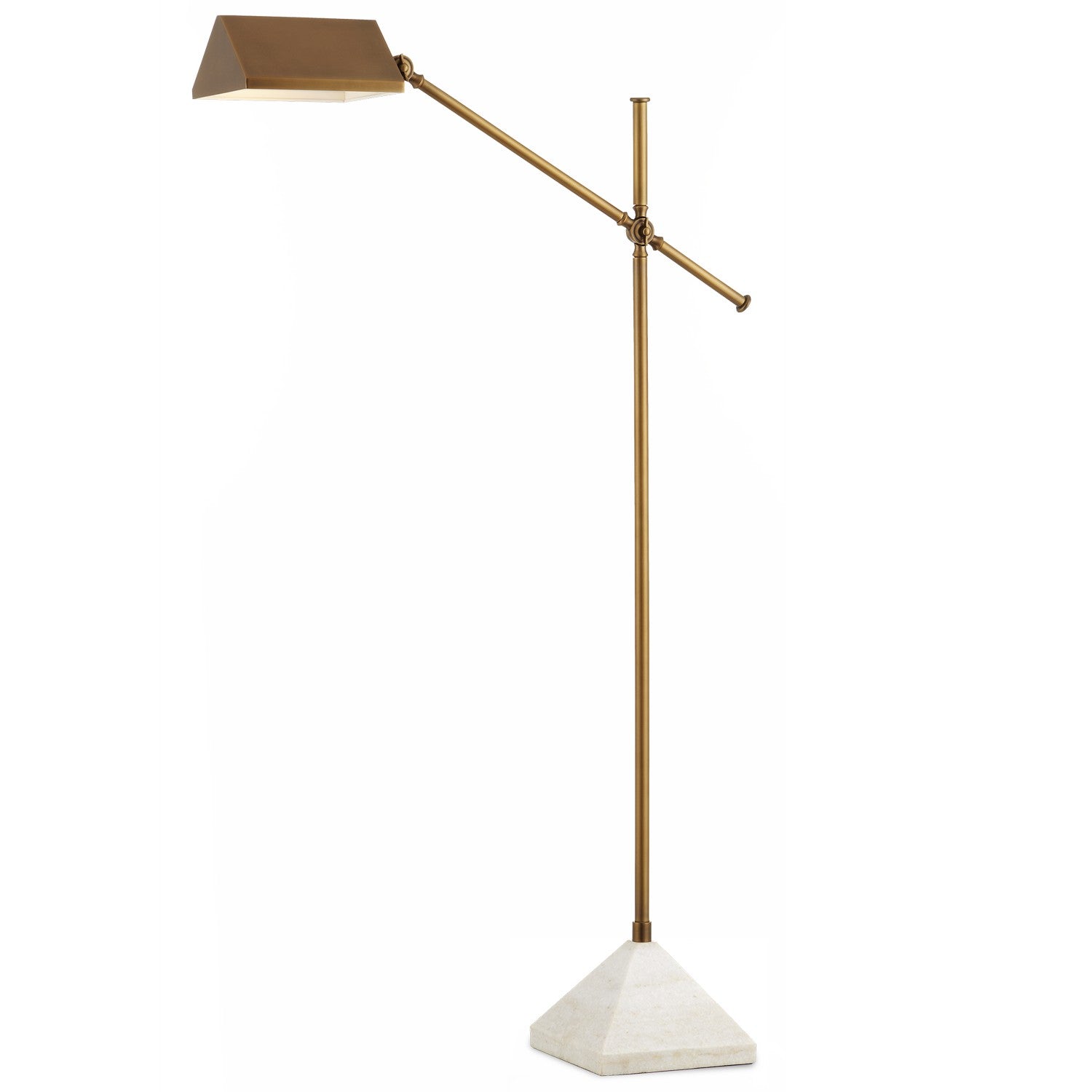 Currey and Company - 8000-0134 - One Light Floor Lamp - Antique Brass/White