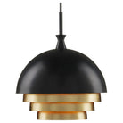 Currey and Company - 9000-1075 - Three Light Pendant - Salviati Collection - Black/Gold Leaf