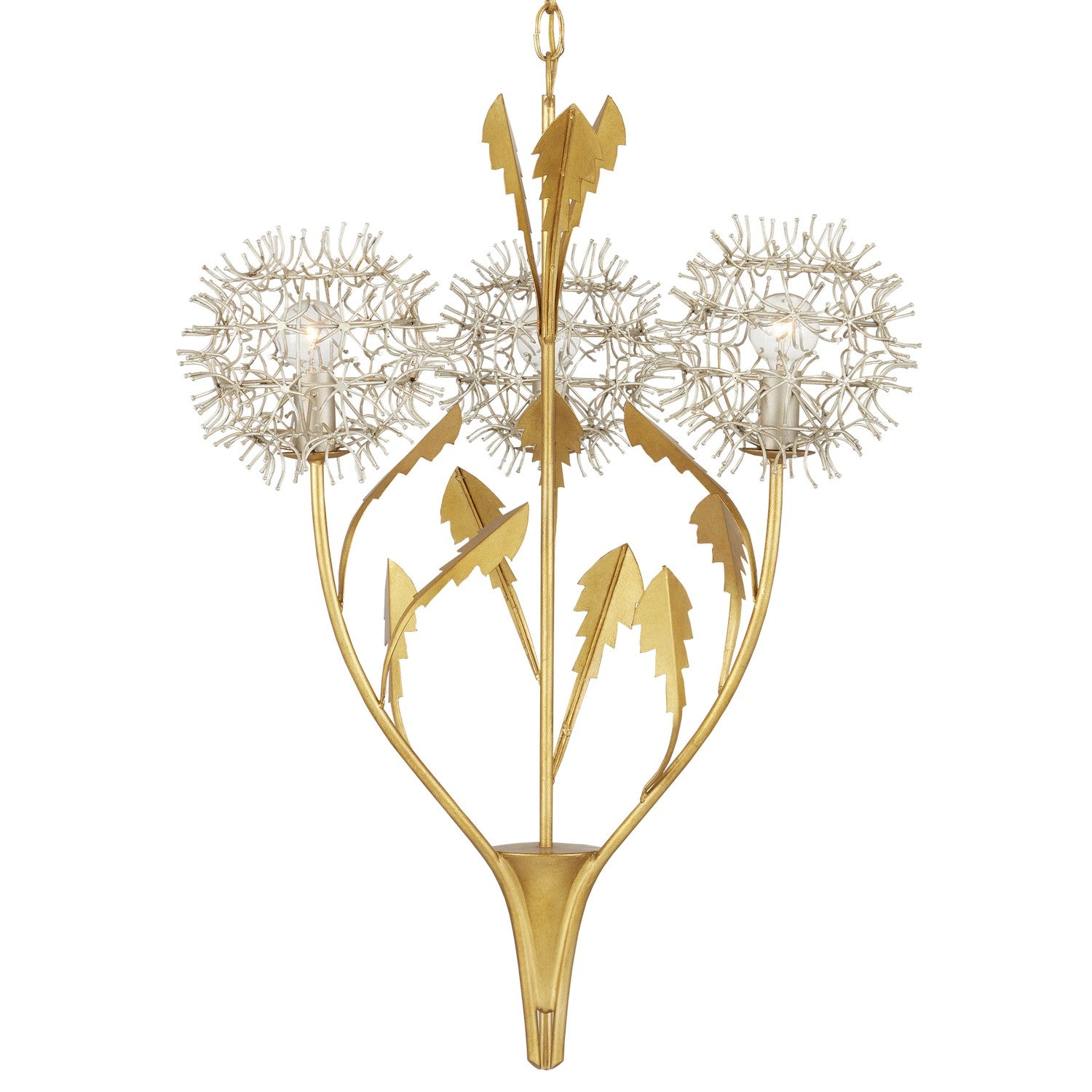 Currey and Company - 9000-1081 - Three Light Pendant - Contemporary Silver Leaf/Contemporary Gold Leaf