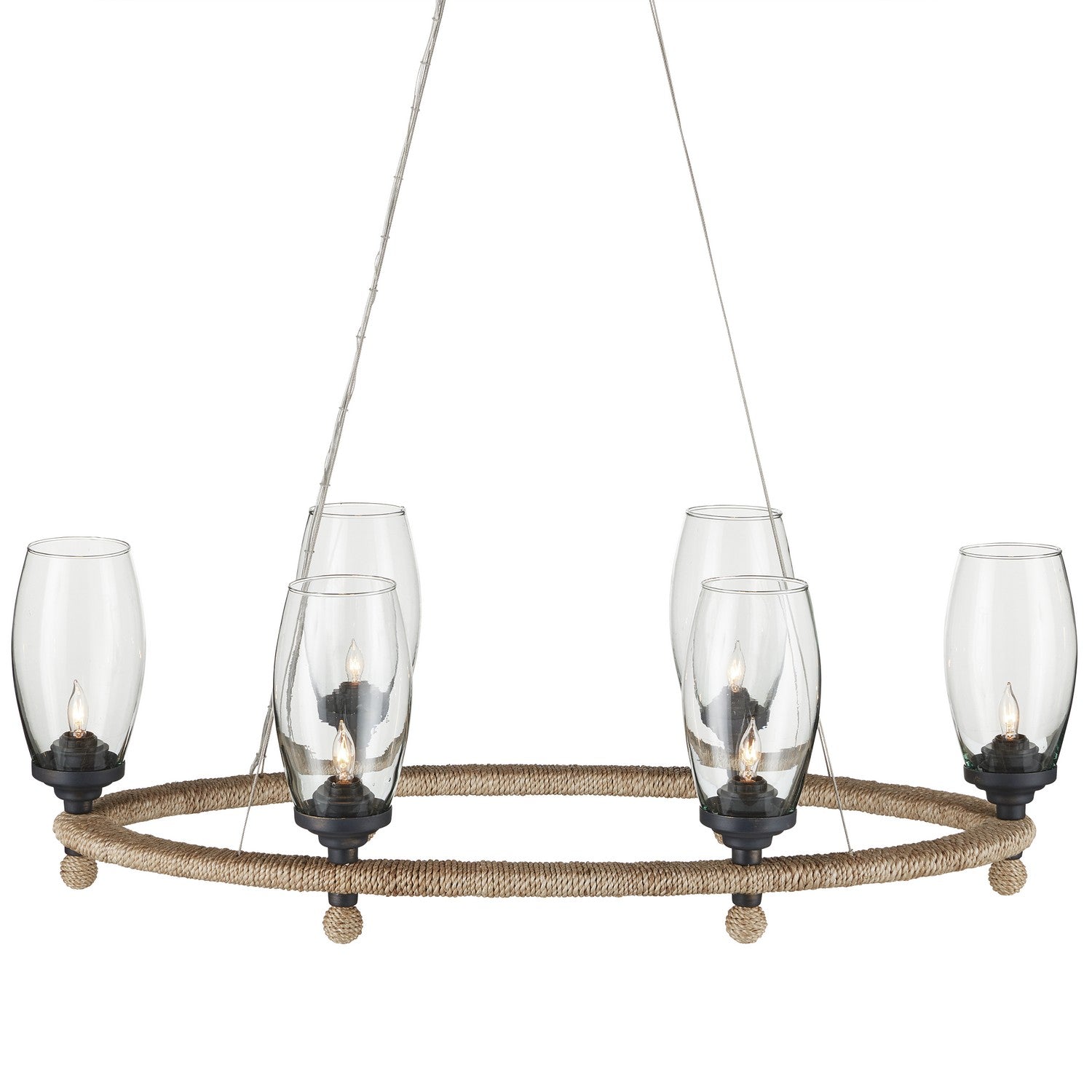 Currey and Company - 9000-1086 - Six Lumières Suspendu Collection Hightider - Naturel/Transparent/Noir français