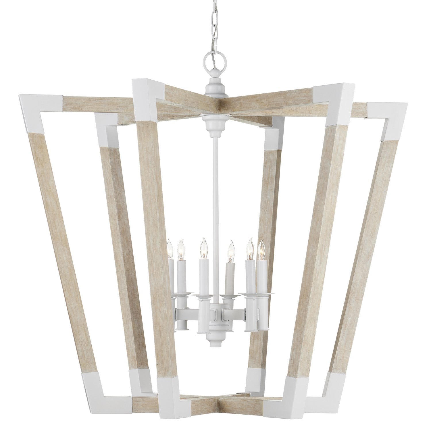 Currey and Company - 9000-1110 - Lanterne à six lumières - Collection Bastian - Blanc sucre/Grès