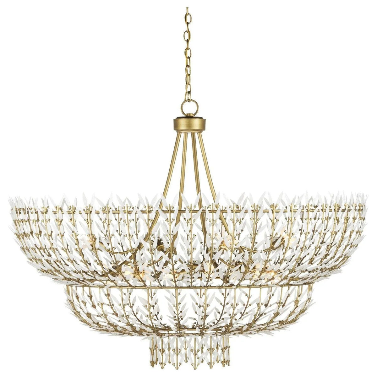 Currey and Company - 9000-1119 - 12 Light Chandelier - Magnum Opus - Brass/White