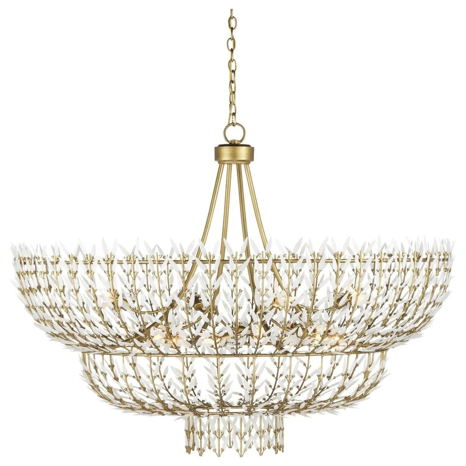 Currey and Company - 9000-1099 - Seven Light Chandelier - Magnum Opus - Brass/White
