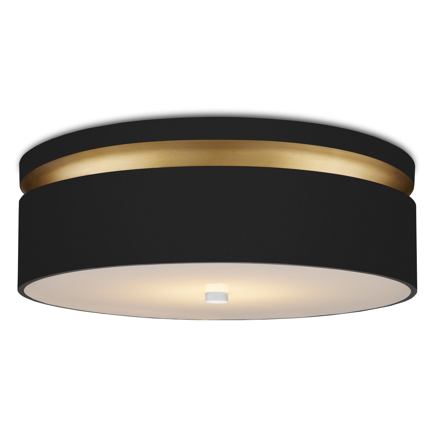 Currey and Company - 9999-0070 - One Light Flush Mount - Satin Black/Contemporary Gold/White