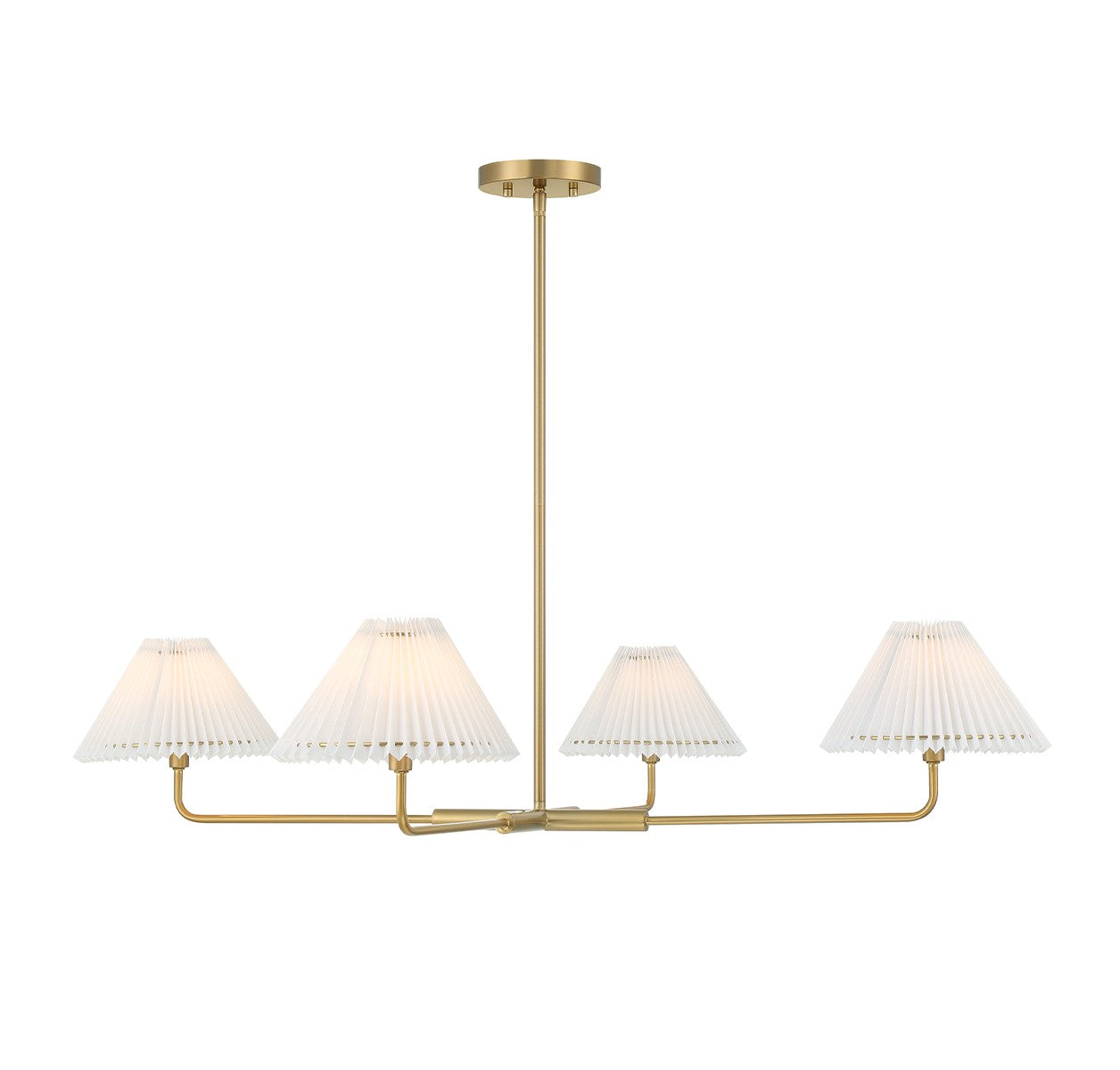 Meridian M100121NB Four Light Chandelier in Natural Brass