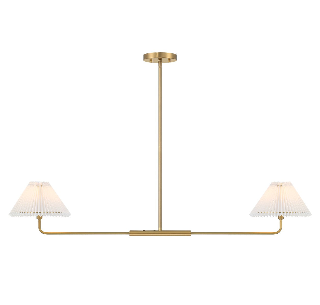 Meridian M100122NB Two Light Linear Chandelier in Natural Brass