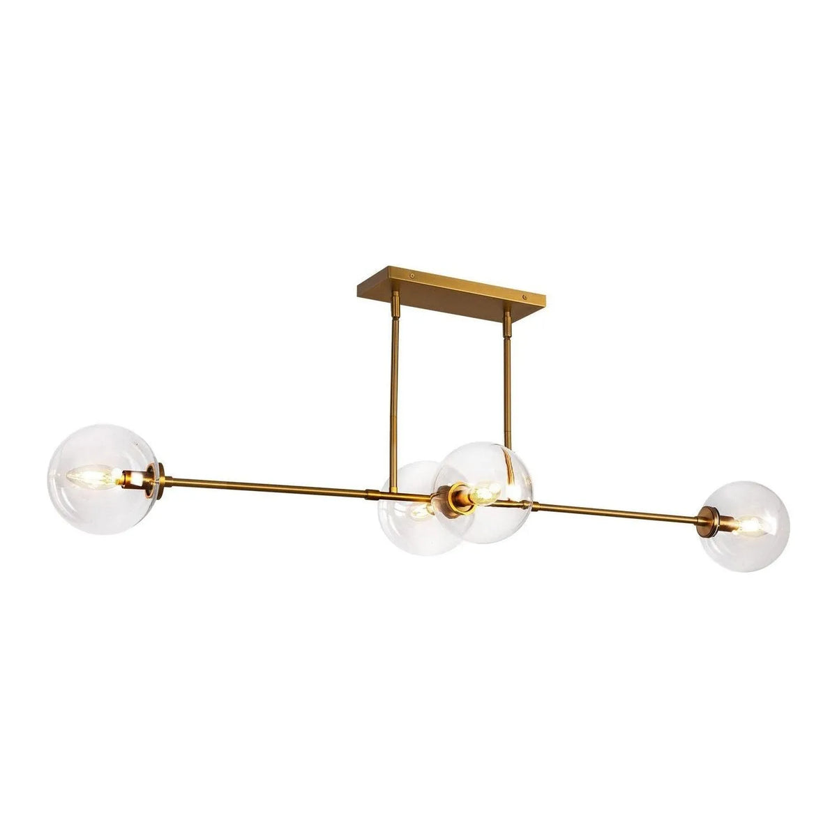 Alora Canada - LP549448AGCL - Four Light Linear Pendant - Cassia - Aged Gold/Clear Glass