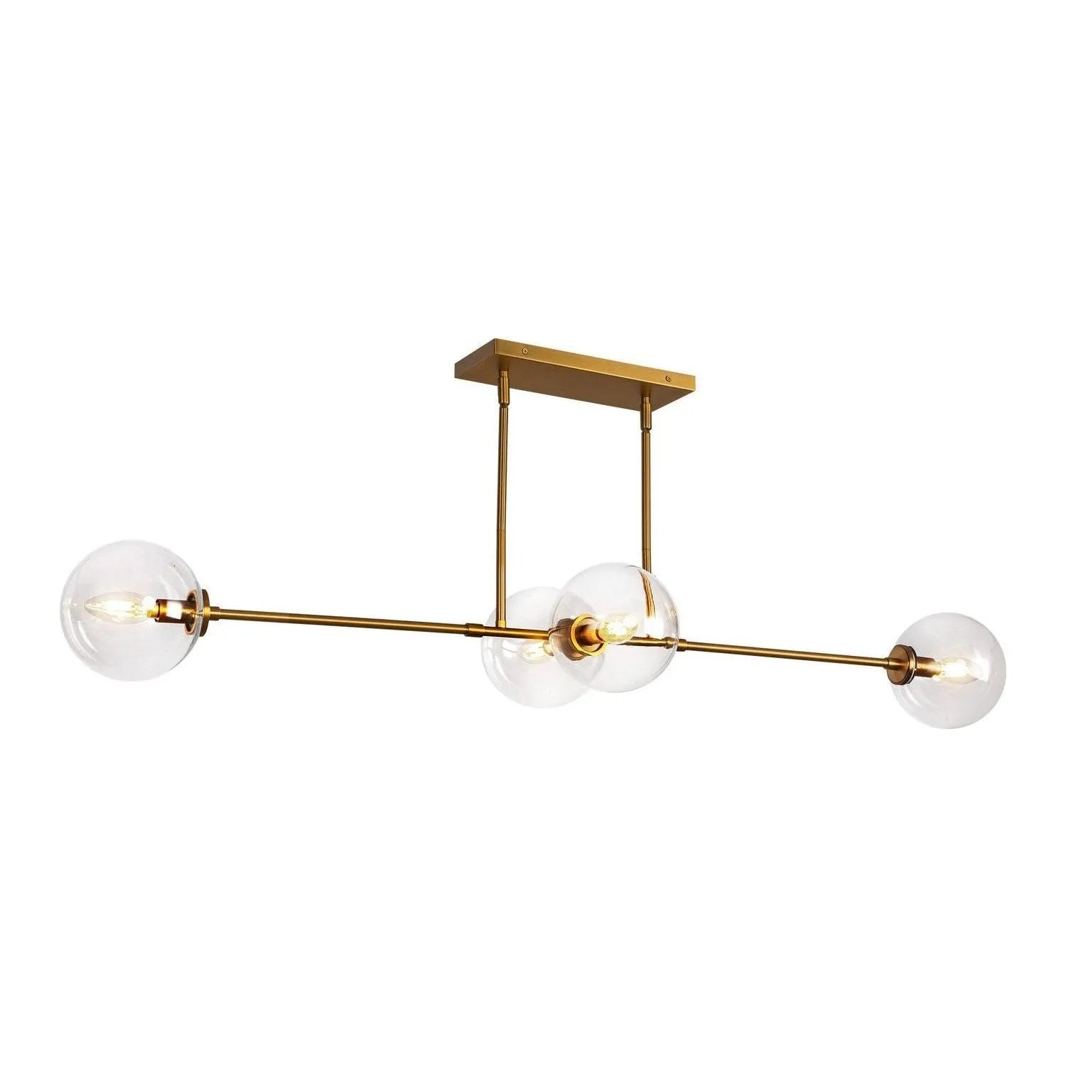 Alora Canada - LP549448AGCL - Four Light Linear Pendant - Cassia - Aged Gold/Clear Glass