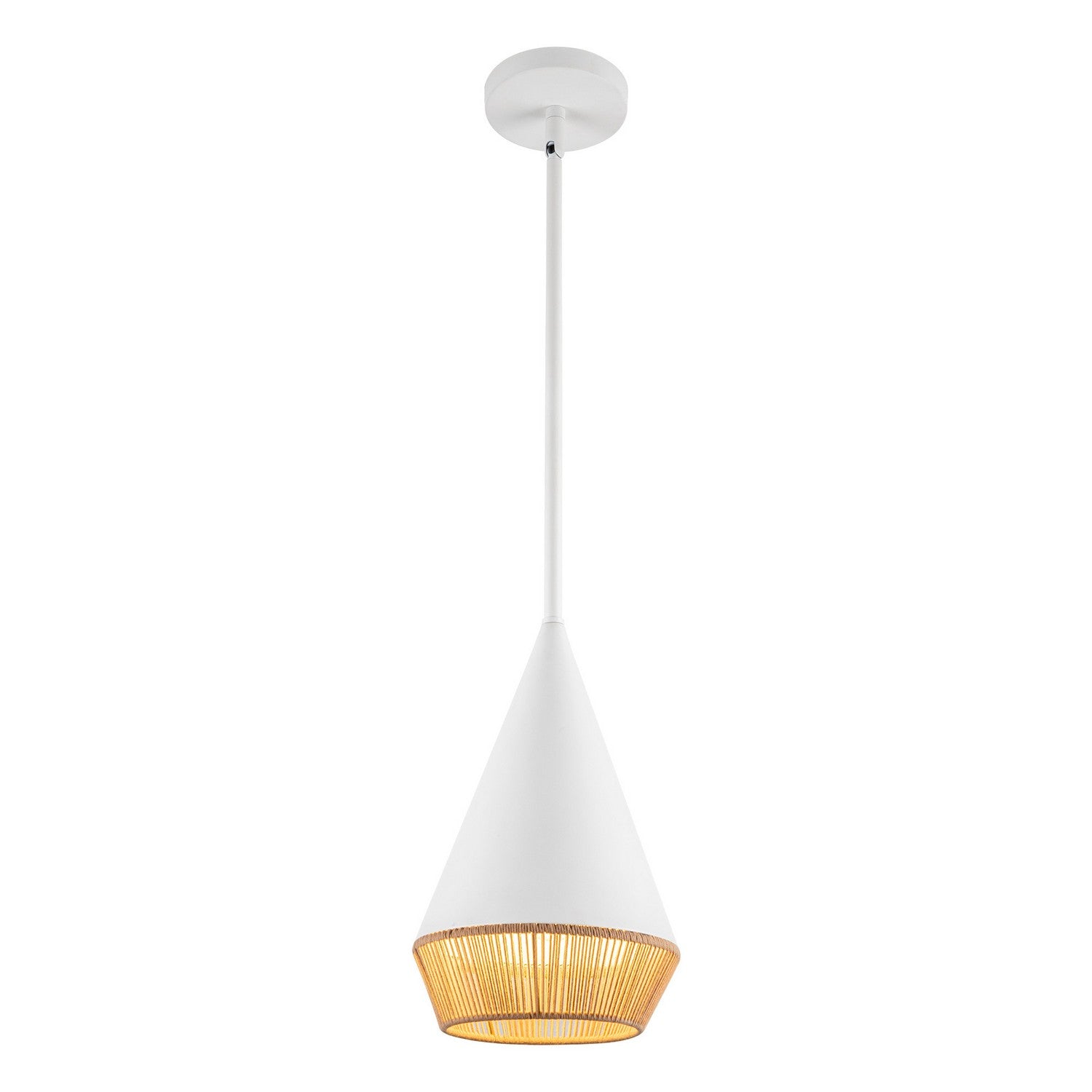 Alora Canada - PD633107WHBR - One Light Pendant - Daphne - White/Brown Cotton Rope