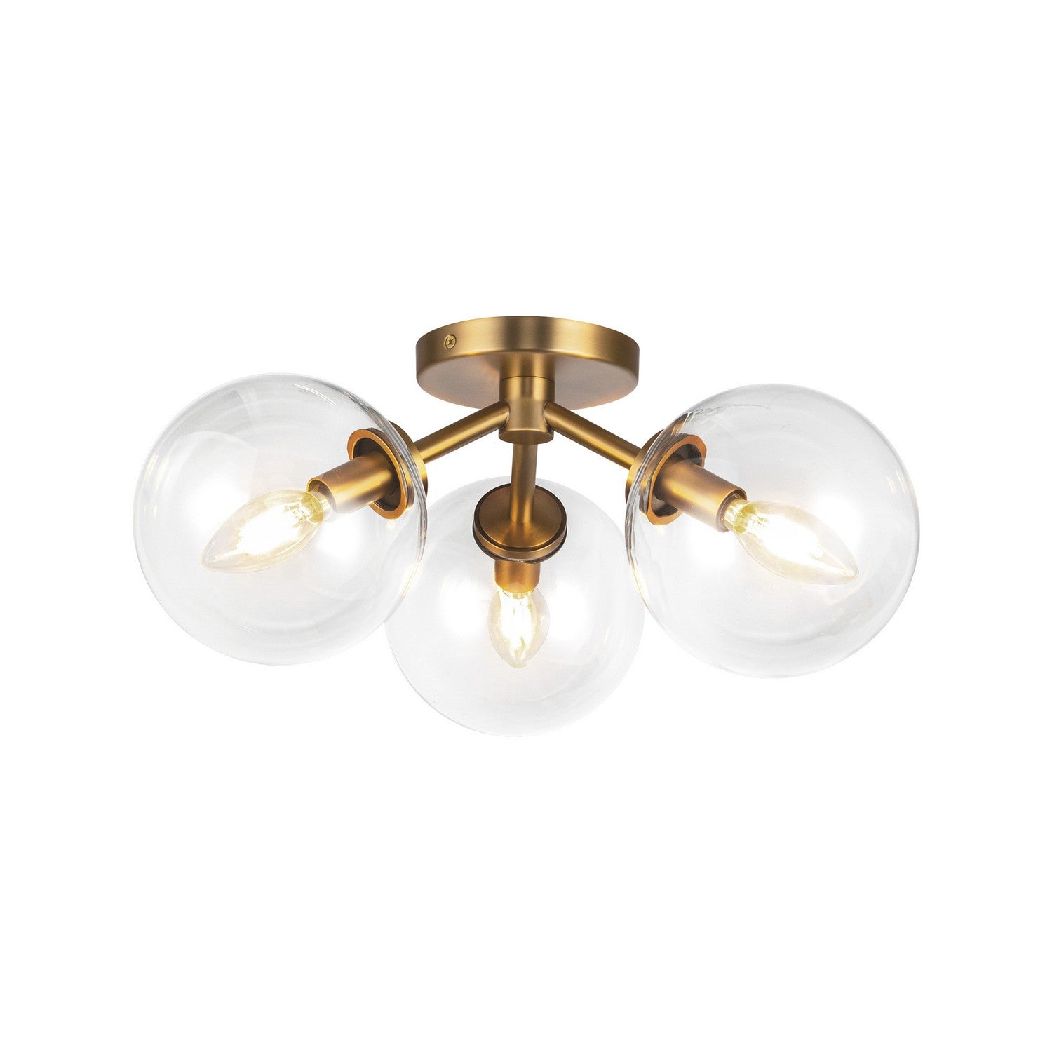 Alora Canada - SF549315AGCL - Three Light Semi-Flush Mount - Cassia - Aged Brass/Clear Glass