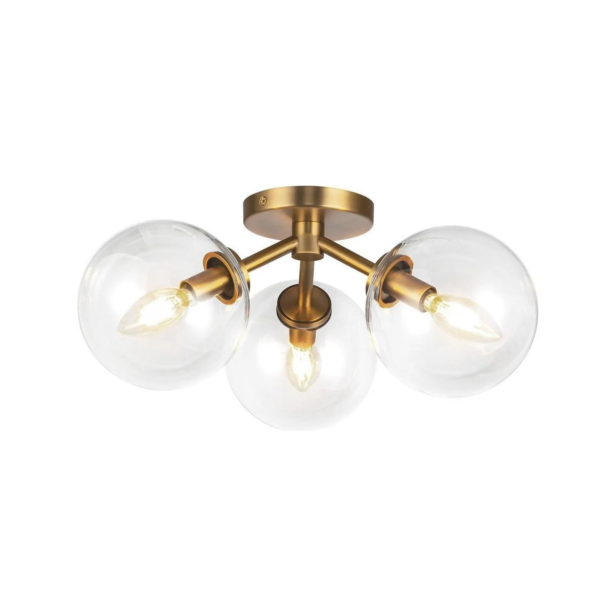 Alora Canada - SF549315AGCL - Three Light Semi-Flush Mount - Cassia - Aged Gold/Clear Glass