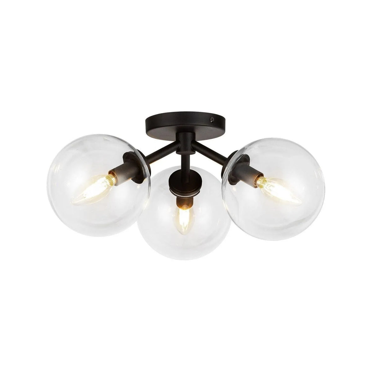 Alora Canada - SF549315MBCL - Three Light Semi-Flush Mount - Cassia - Matte Black/Clear Glass