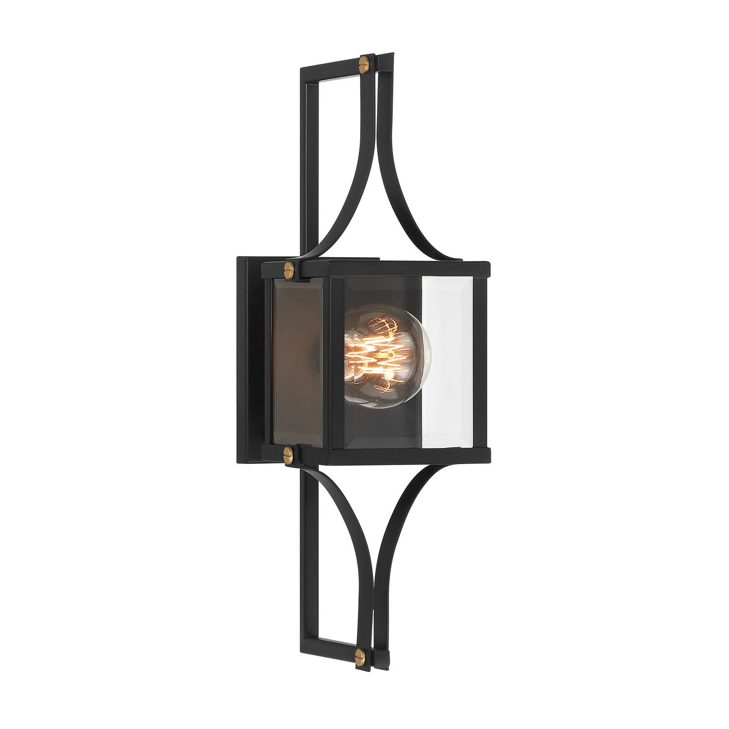 Savoy House - 5-473-144 - One Light Outdoor Wall Lantern - Raeburn - Matte Black and Weathered Brushed Brass