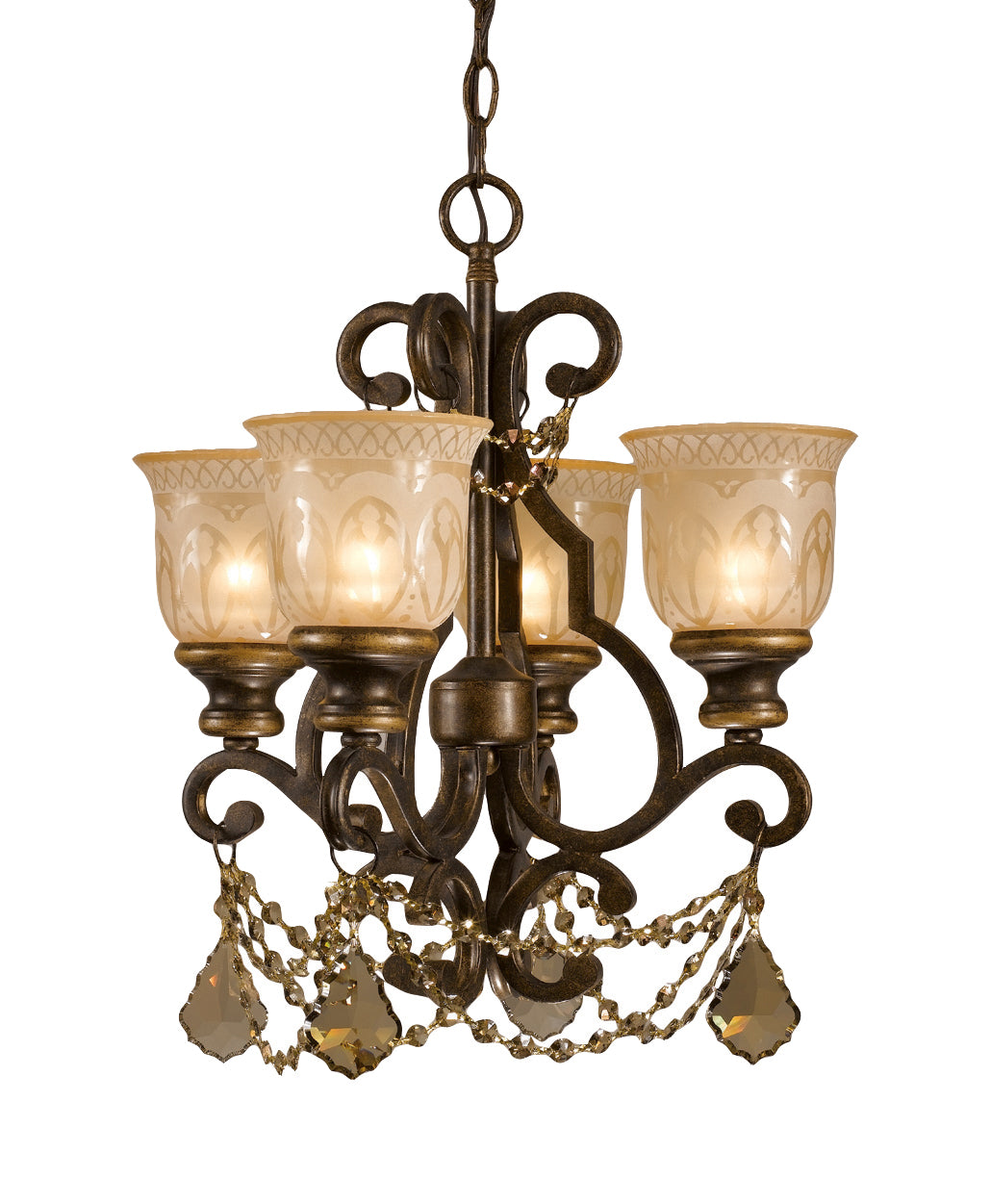 Crystorama - 7504-BU-GT-MWP - Mini lampe à quatre feux Suspendu - Norwalk - Bronze Umber