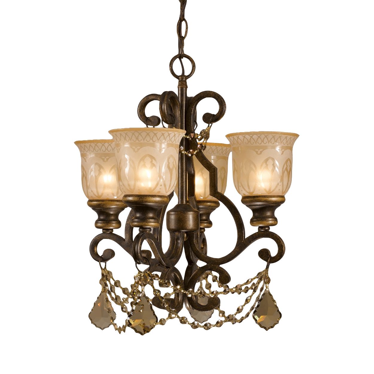 Crystorama - 7504-BU-GT-MWP - Four Light Mini Chandelier - Norwalk - Bronze Umber