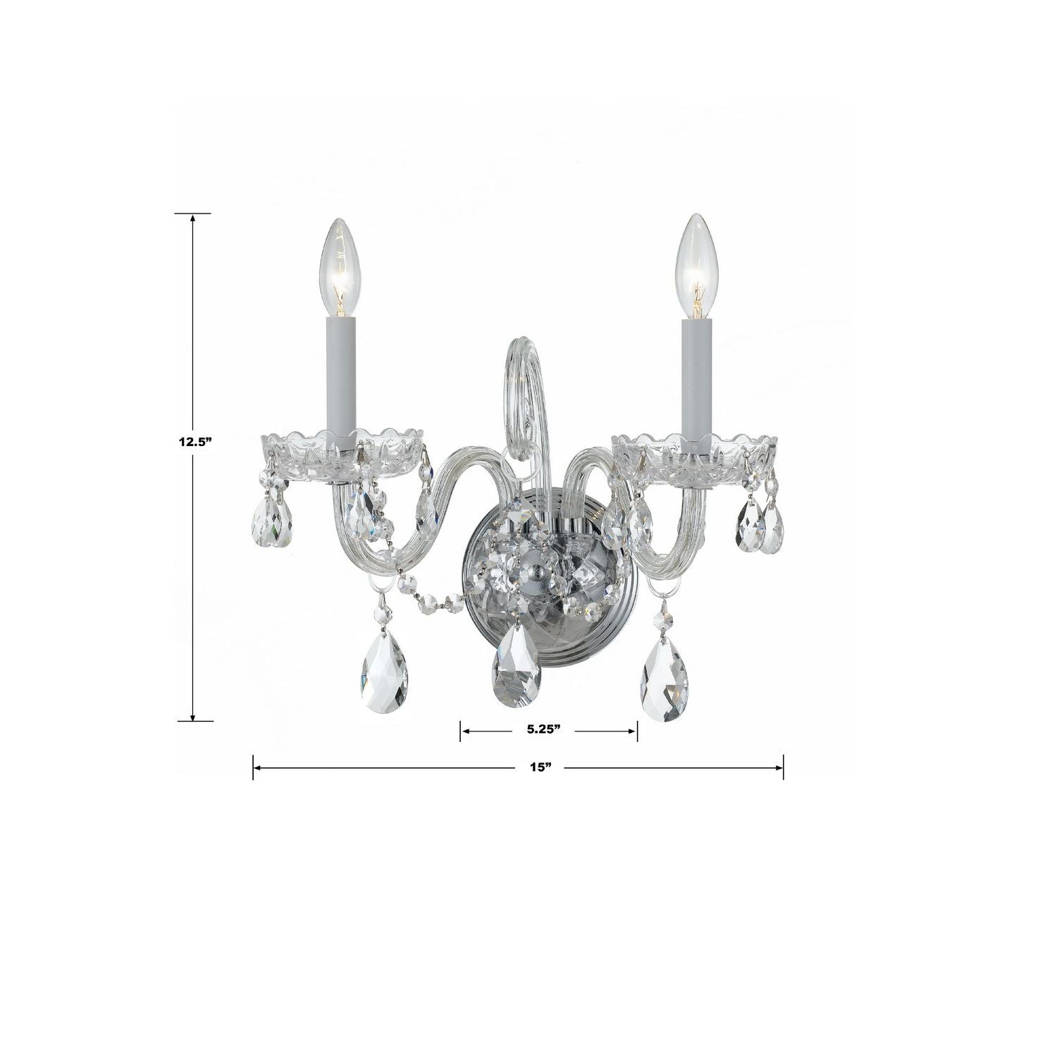 Crystorama - 1032-CH-CL-MWP - Deux lumières Murale - Cristal traditionnel - Chrome poli
