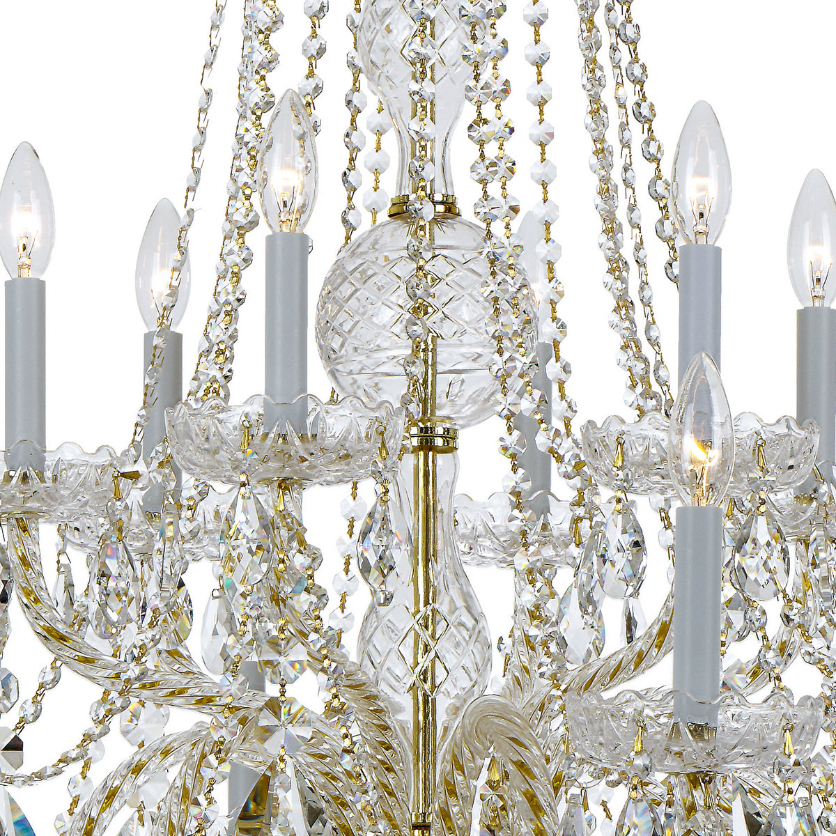 Crystorama - 1112-PB-CL-MWP - 12 Lumières Suspendu - Cristal traditionnel - Laiton poli