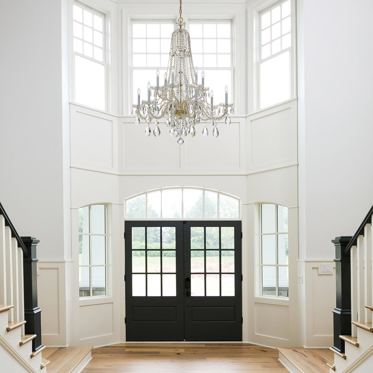 Crystorama - 1112-PB-CL-MWP - 12 Lumières Suspendu - Cristal traditionnel - Laiton poli
